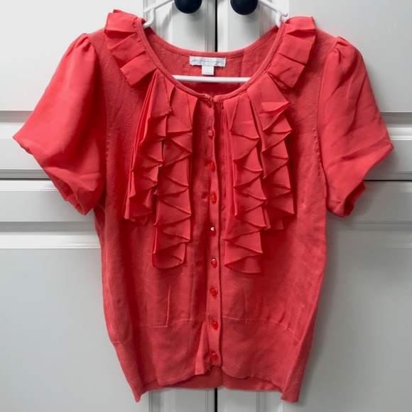 Pleated Ruffles Short-sleeve Cardi - Picture 2 of 4